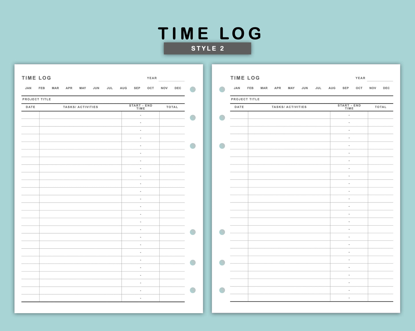B6 Wide Inserts - Time Log