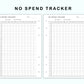 Personal Wide Inserts - No Spend Tracker