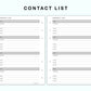 Personal Wide Inserts - Contact List