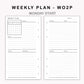 Personal Inserts - Weekly Plan - WO2P - with Calendar