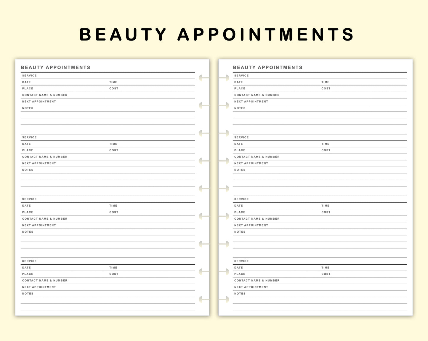 Classic HP Inserts - Beauty Appointments