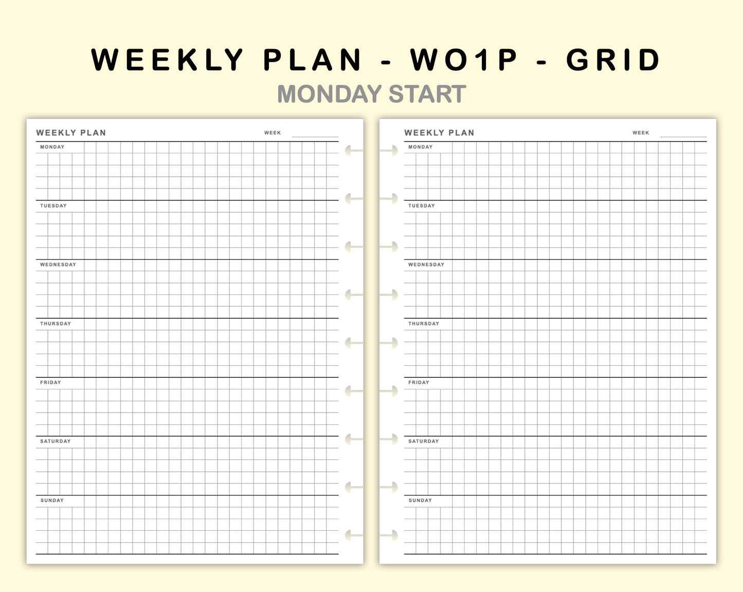 Classic HP Inserts - Weekly Plan - WO1P - Grid