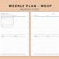 Mini Happy Planner Inserts - Weekly Plan - WO2P - with Calendar