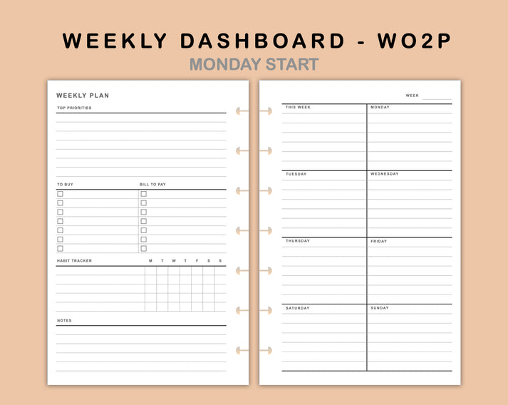 Mini Happy Planner Inserts - Weekly Dashboard – kjunstudio