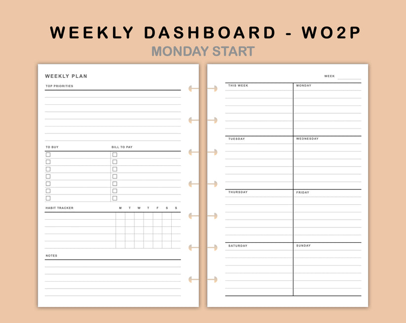Mini Happy Planner Inserts - Weekly Dashboard – kjunstudio