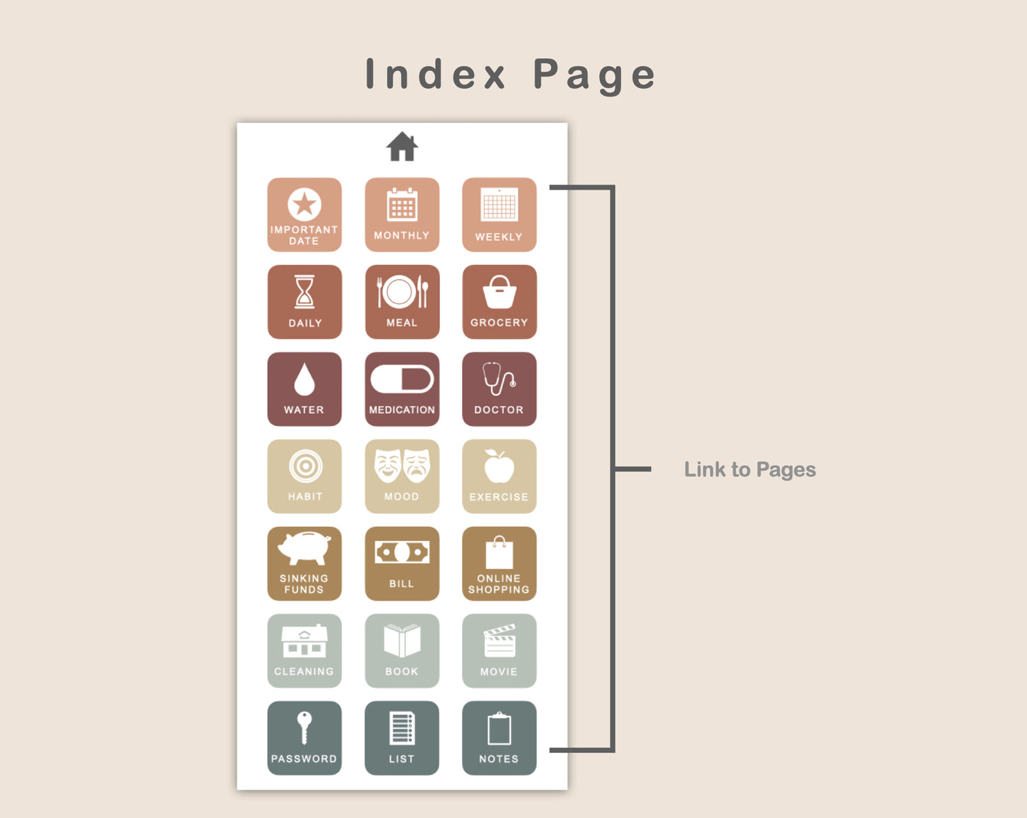 Digital Phone Planner - Earthy
