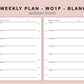 B6 Inserts - Weekly Plan - WO1P - Blank