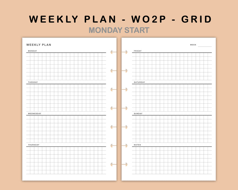 Mini Happy Planner Inserts - Weekly Plan - WO2P - Grid – kjunstudio
