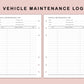 B6 Inserts - Vehicle Maintenance Log