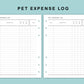 B6 Wide Inserts - Pet Expense Log
