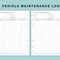 B6 Wide Inserts - Vehicle Maintenance Log