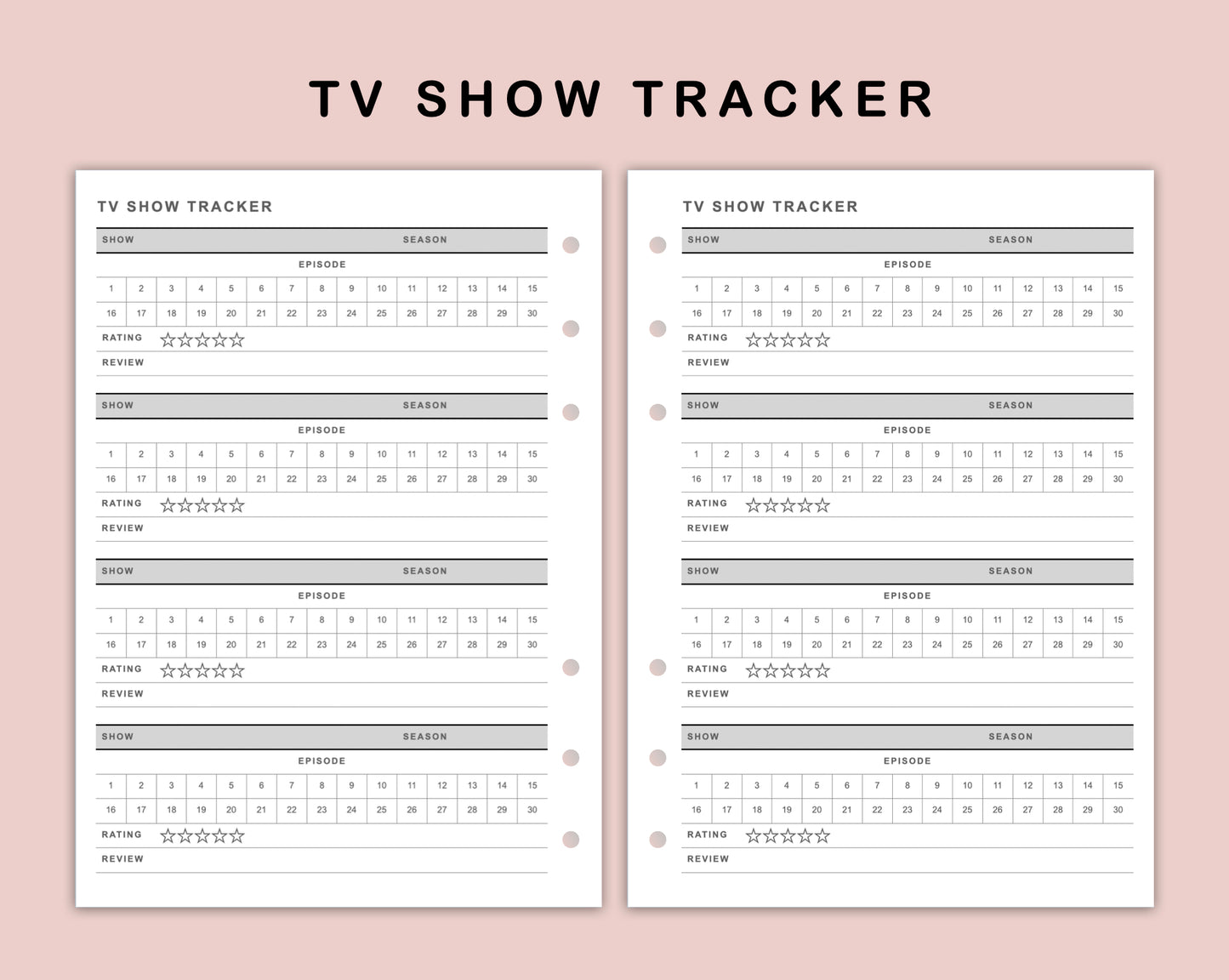 B6 Inserts - TV Show Tracker