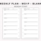 Personal Inserts - Weekly Plan - WO1P - Blank