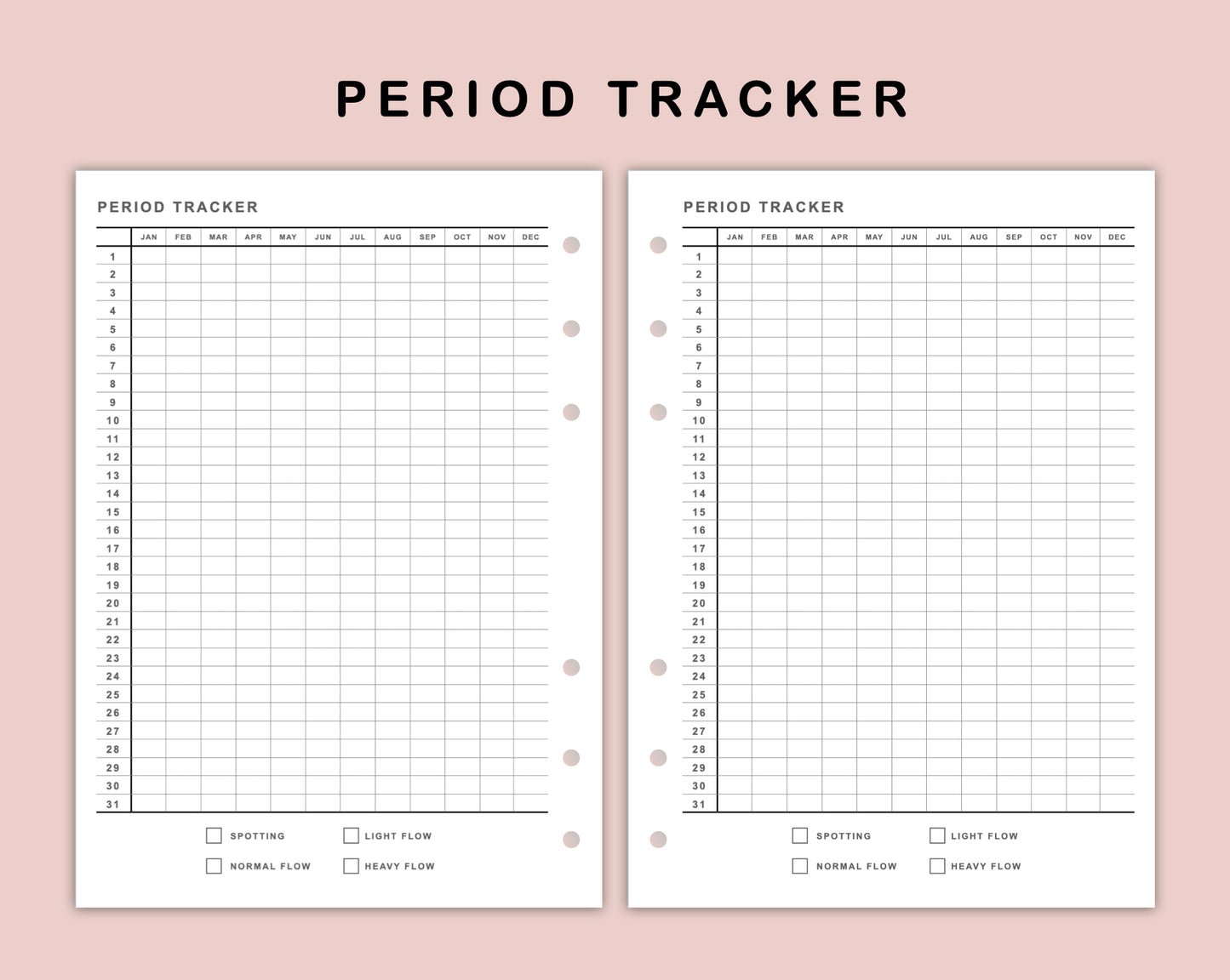 B6 Inserts - Period Tracker