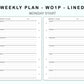 Personal Wide Inserts - Weekly Plan - WO1P - Lined