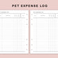B6 Inserts - Pet Expense Log