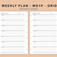 Mini Happy Planner Inserts - Weekly Plan - WO1P - Grid