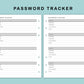 B6 Wide Inserts - Password Tracker