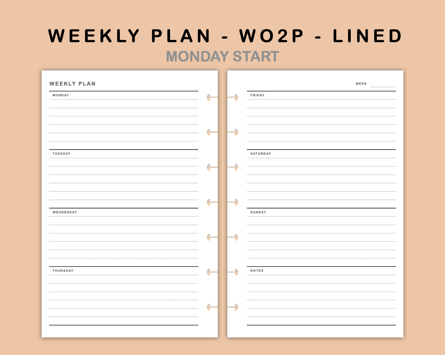 Mini Happy Planner Inserts - Weekly Plan - WO2P - Lined