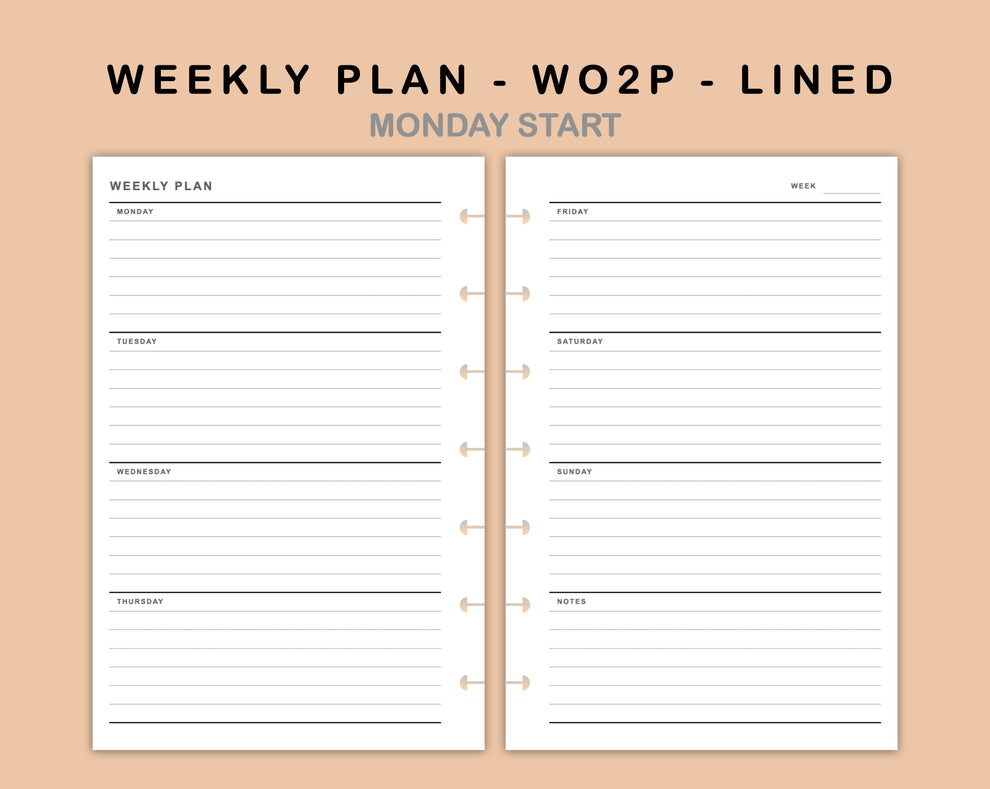 Mini Happy Planner Inserts - Weekly Plan - WO2P - Lined – kjunstudio