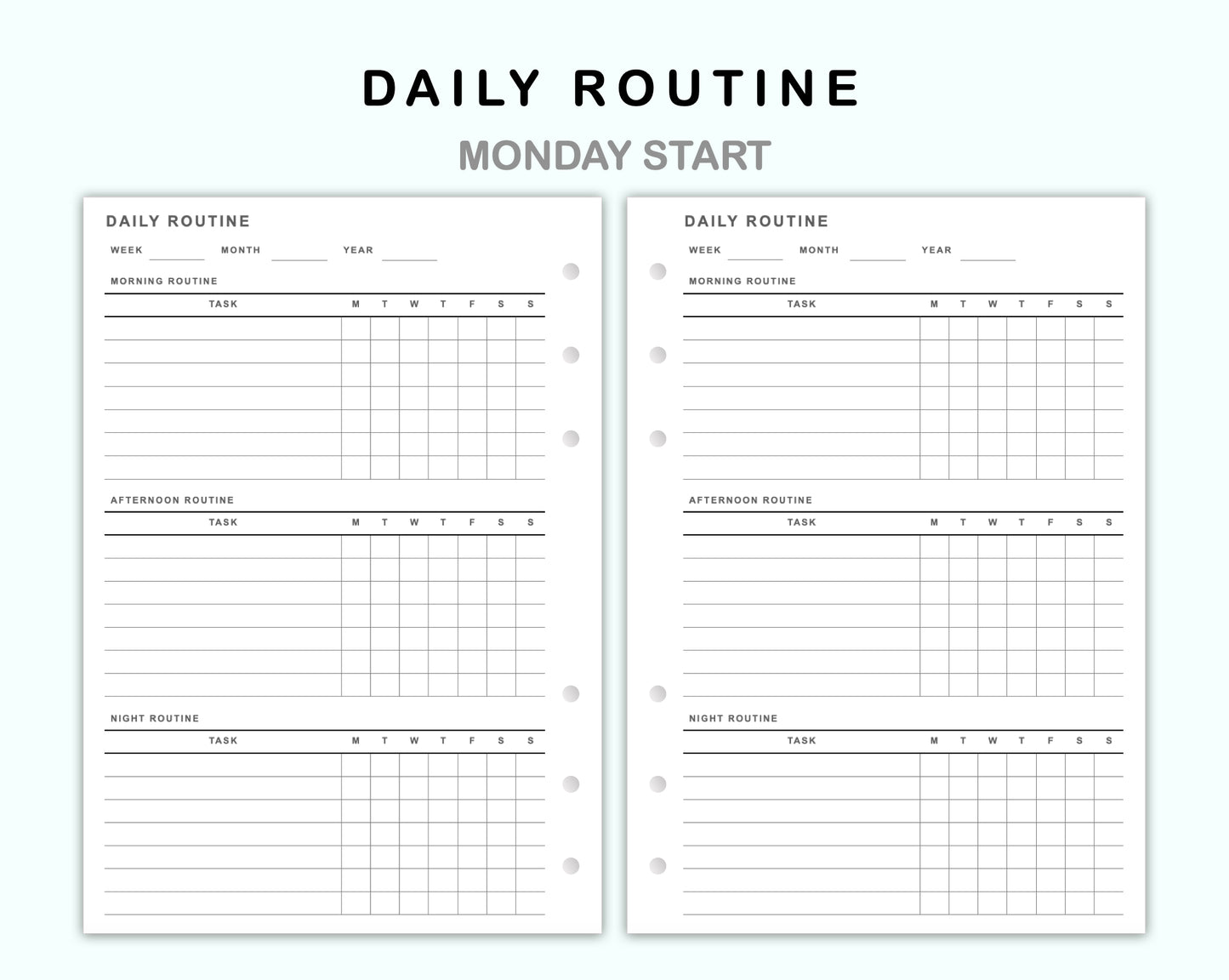Personal Wide Inserts - Daily Routine