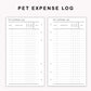 Personal Inserts - Pet Expense Log