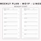 Personal Inserts - Weekly Plan - WO1P - Lined