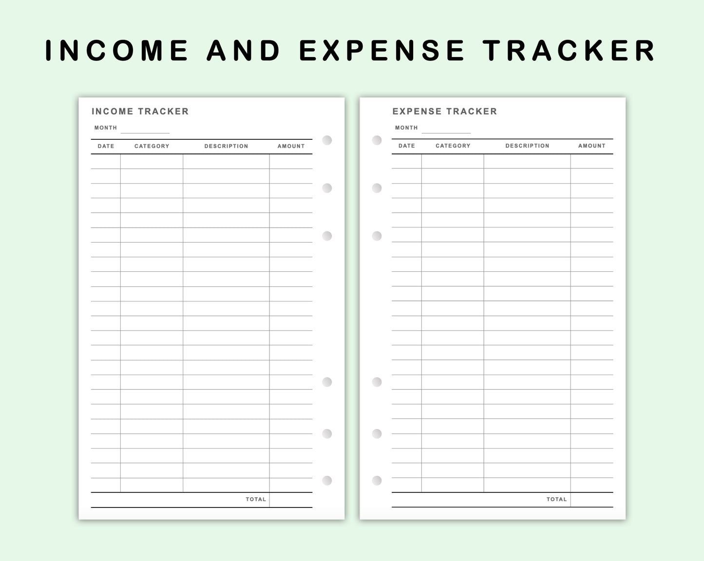 FC Compact Inserts - Income and Expense Tracker