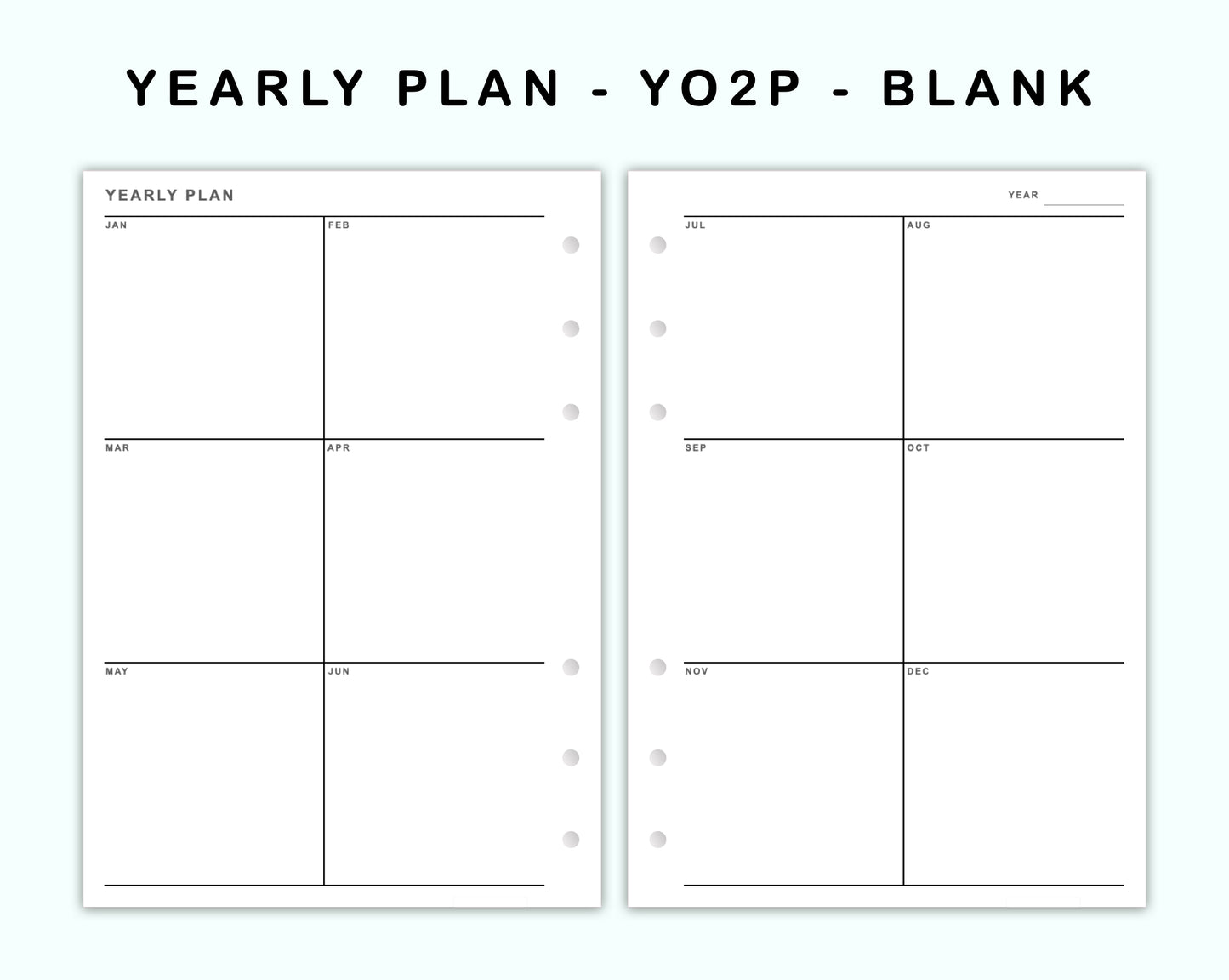 Personal Wide Inserts - Yearly Plan - YO2P - Blank