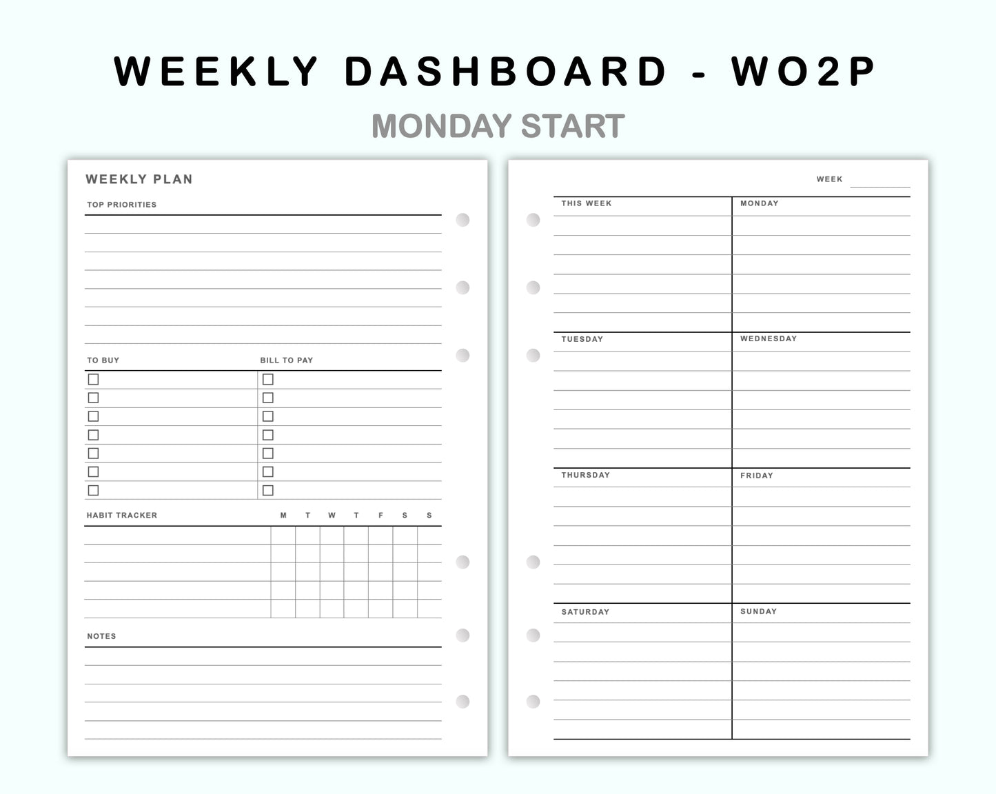 Personal Wide Inserts - Weekly Dashboard