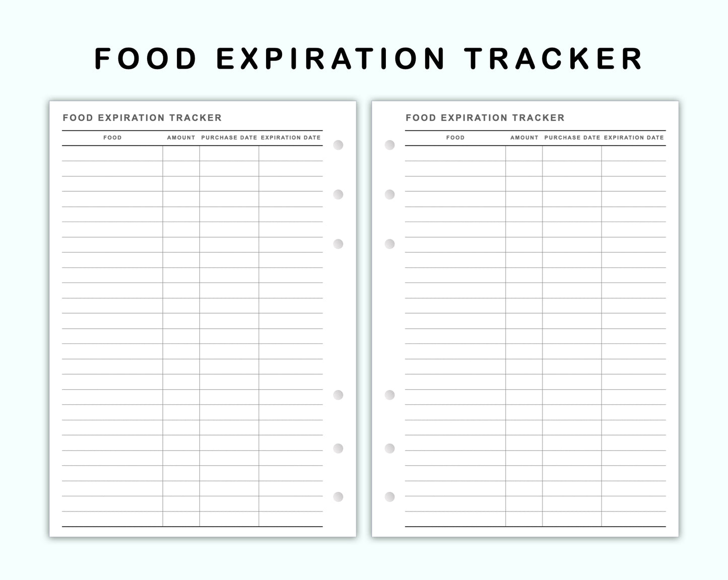 Personal Wide Inserts - Food Expiration Tracker