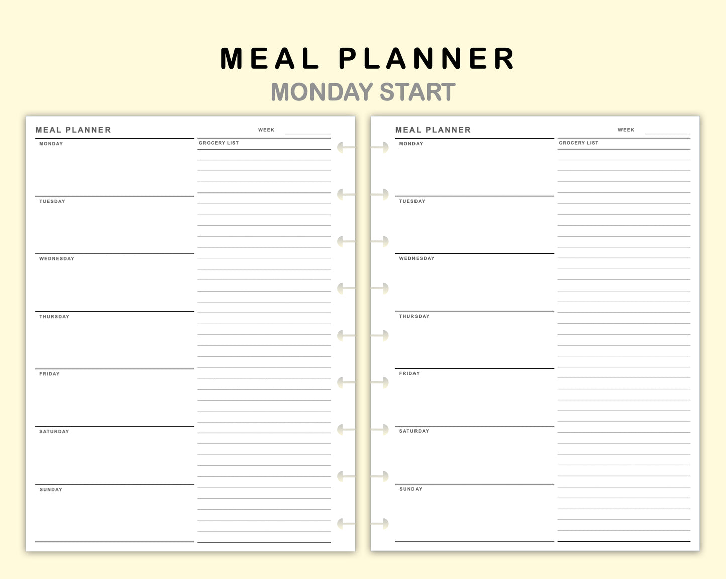 Classic HP Inserts - Meal Planner with Grocery List