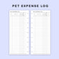 Skinny Classic HP Inserts - Pet Expense Log