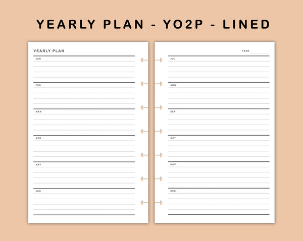Mini Happy Planner Inserts - Yearly Plan - YO2P - Lined – kjunstudio