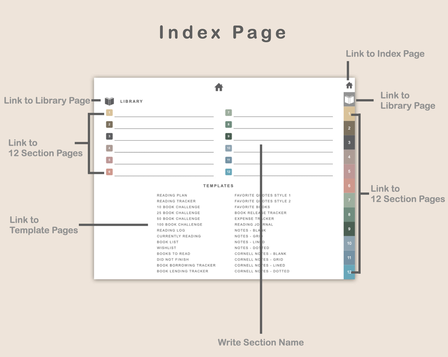 Digital Reading Planner - Landscape - Muted