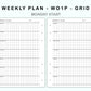 Personal Wide Inserts - Weekly Plan - WO1P - Grid