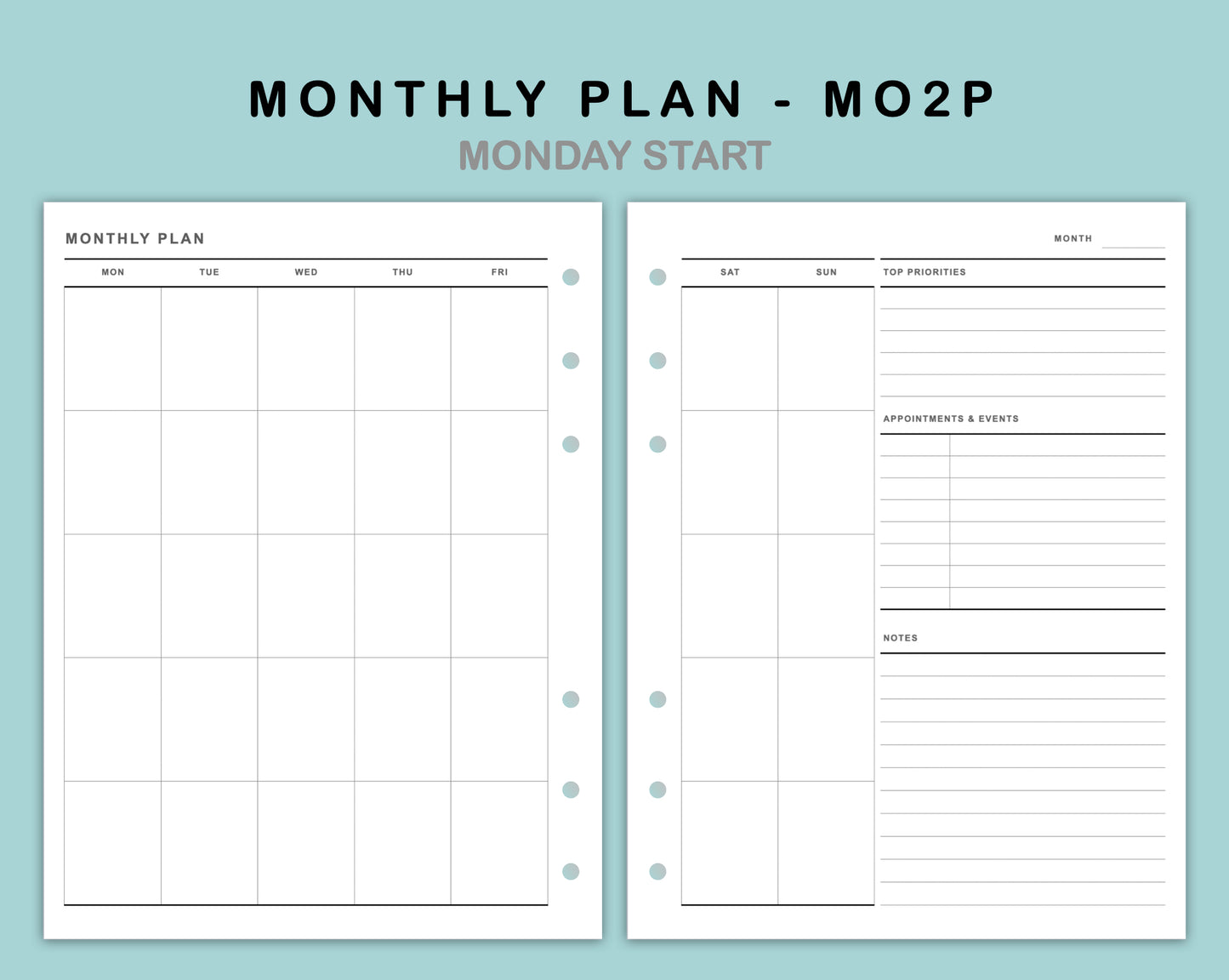 B6 Wide Inserts - Monthly Plan - MO2P - with Top Priority