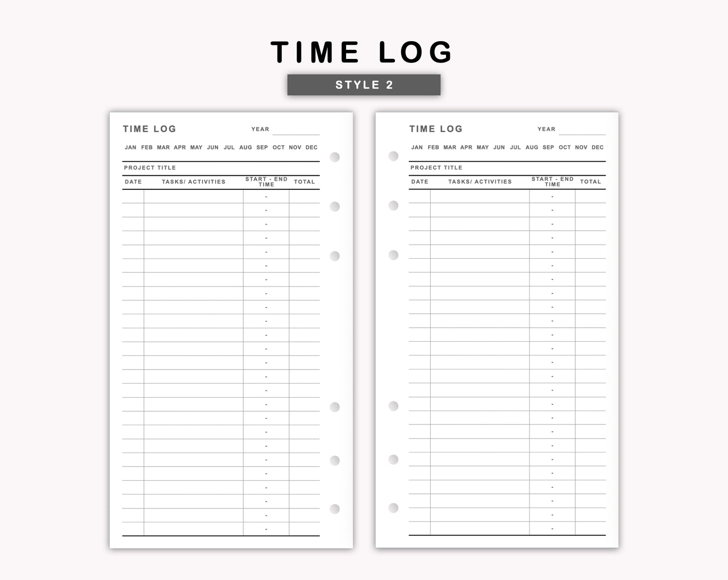 Personal Inserts - Time Log