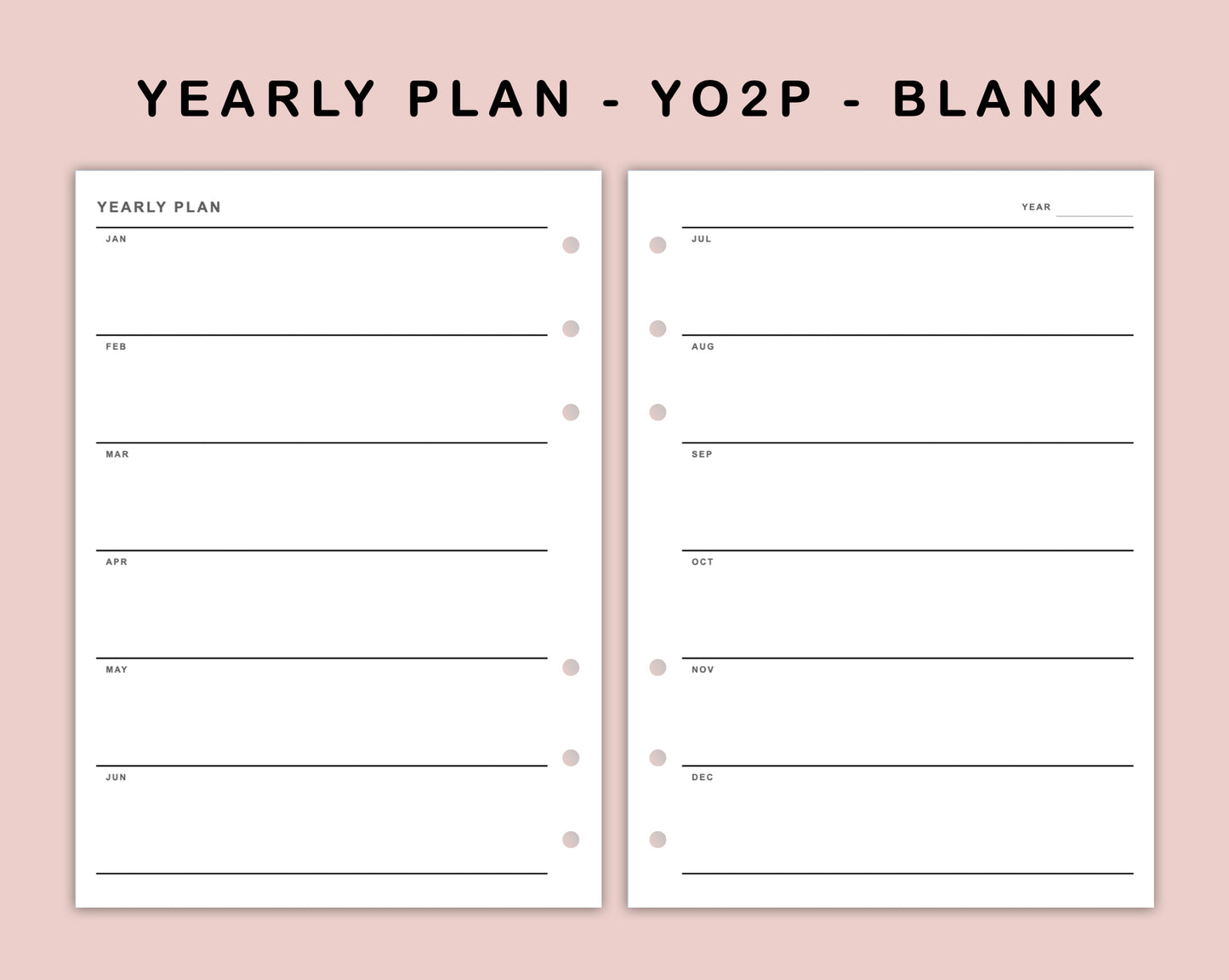 B6 Inserts - Yearly Plan - YO2P - Blank