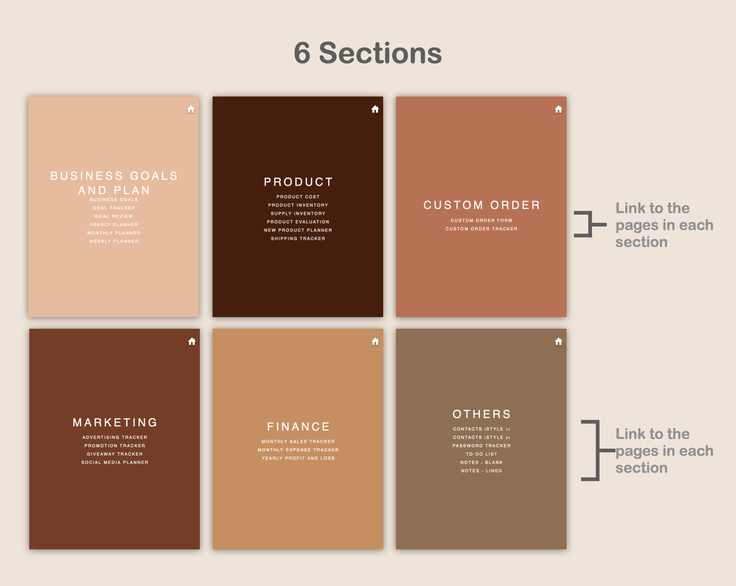 Digital Small Business Planner - Coffee Brown