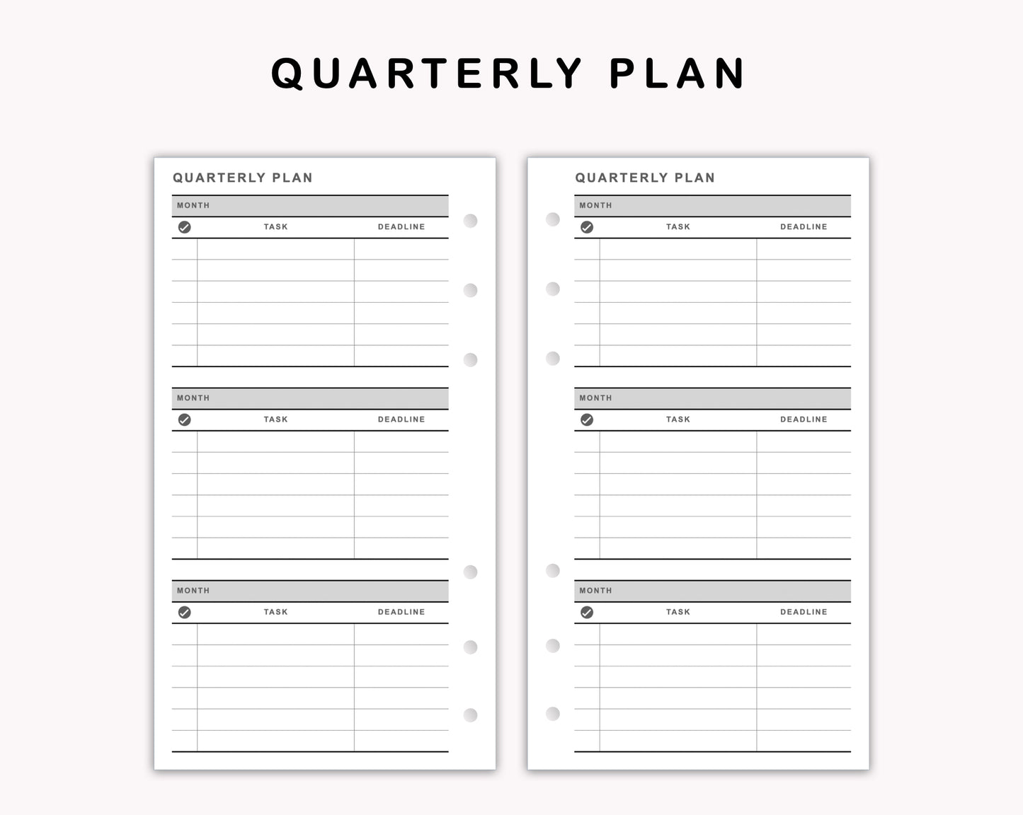 Personal Inserts - Quarterly Plan