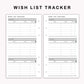 Personal Inserts - Wish List Tracker by Category