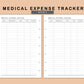 Mini Happy Planner Inserts - Medical Expense Tracker