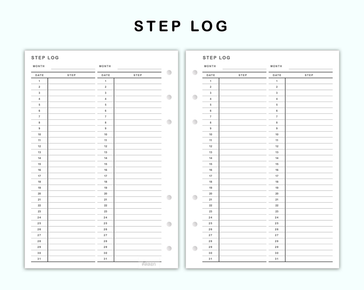Personal Wide Inserts - Step Log