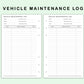 FC Compact Inserts - Vehicle Maintenance Log