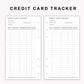 Personal Inserts - Credit Card Tracker