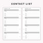 Personal Inserts - Contact List