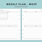 B6 Wide Inserts - Weekly Plan - WO2P - with Calendar