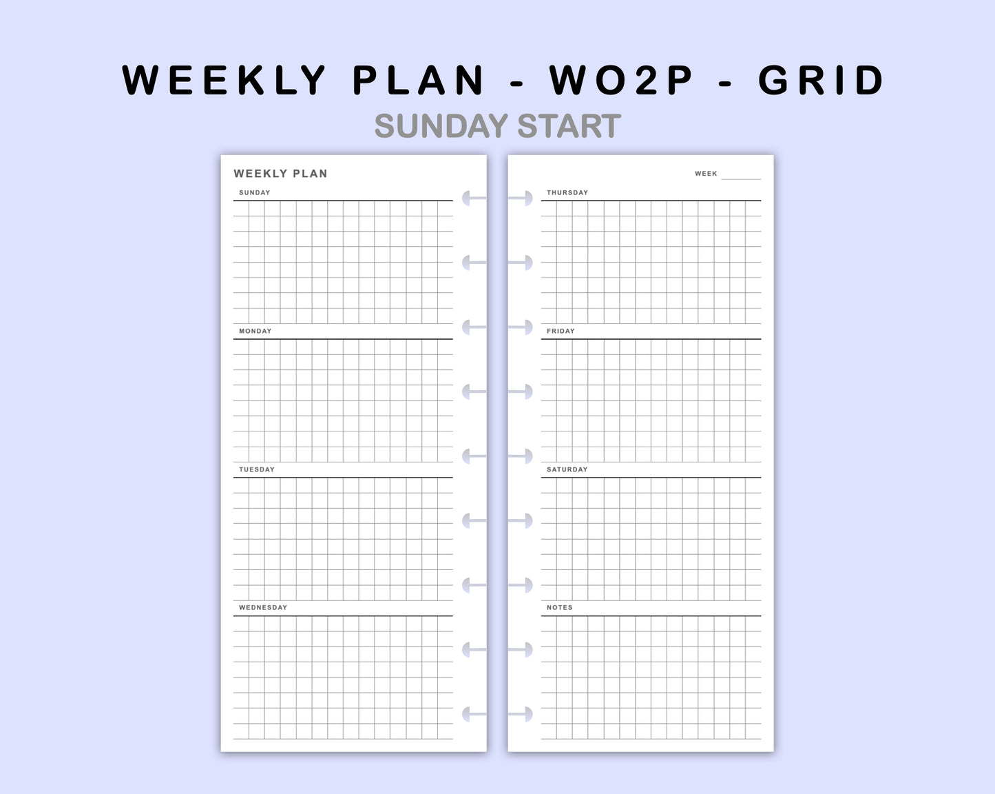 Skinny Classic HP Inserts - Weekly Plan - WO2P - Grid