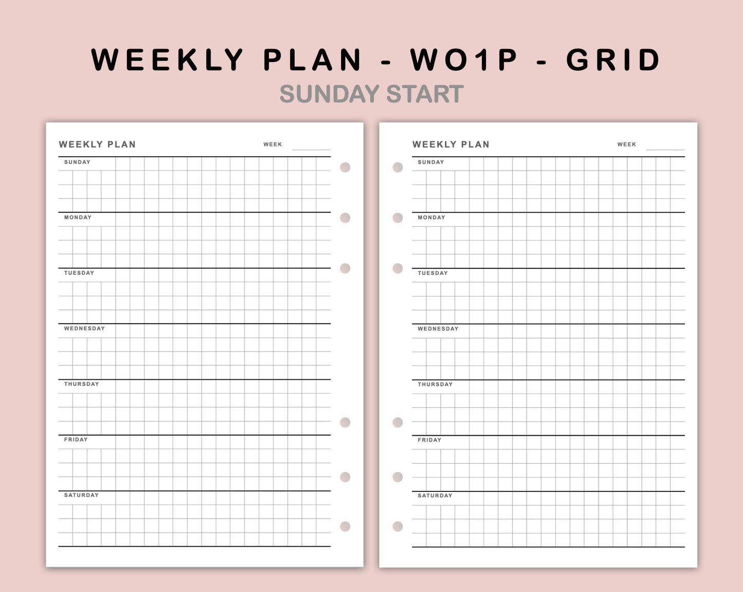 B6 Inserts - Weekly Plan - WO1P - Grid